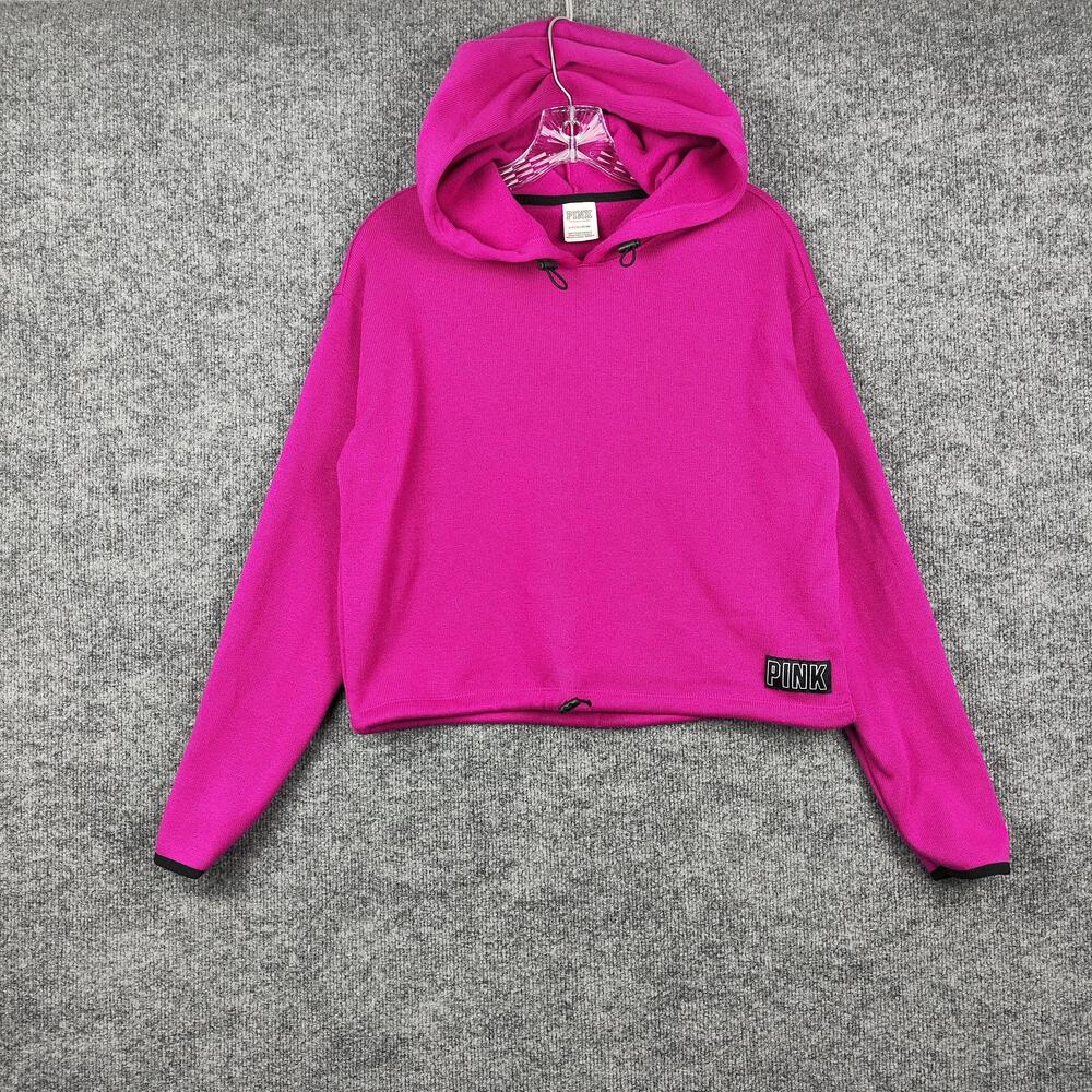 Victoria's Secret PINK Hoodie Womens Small Pink Fleece Pullover Cropped